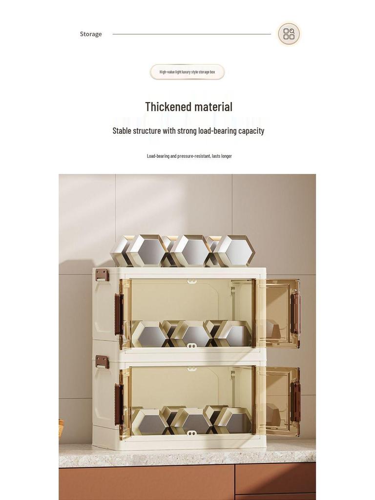 Wielowarstwowy Składany Plastikowy Stojak do Przechowywania Przekąsek i Drobiazgów z Podwójnymi Drzwiczkami