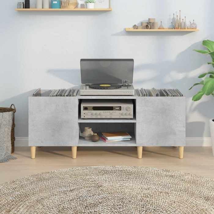 VidaXL Record Cabinet Concrete Grey 121x38x48 Cm Engineered Wood 831929