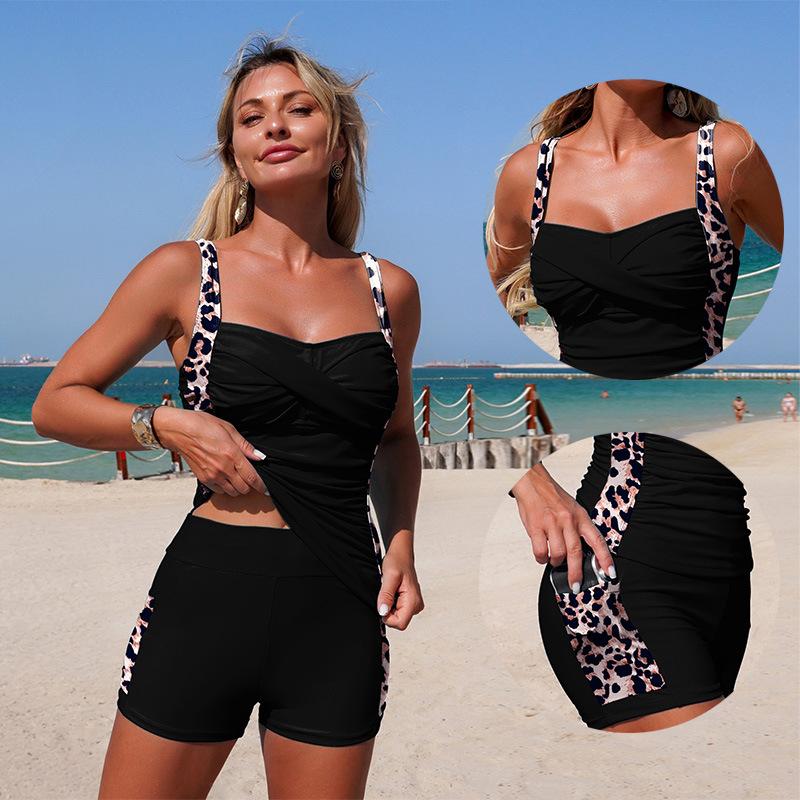 Nuovo Costume da Bagno Europeo Bellissime Donne Costume da Bagno a Pezzi Separati con Tasca Abbinamento Colori Sportivo Tankini Disponibile