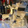 Large Luminous Christmas Deer with Sleigh Ornament: Mother and Child Design for Hotel or Window Decoration