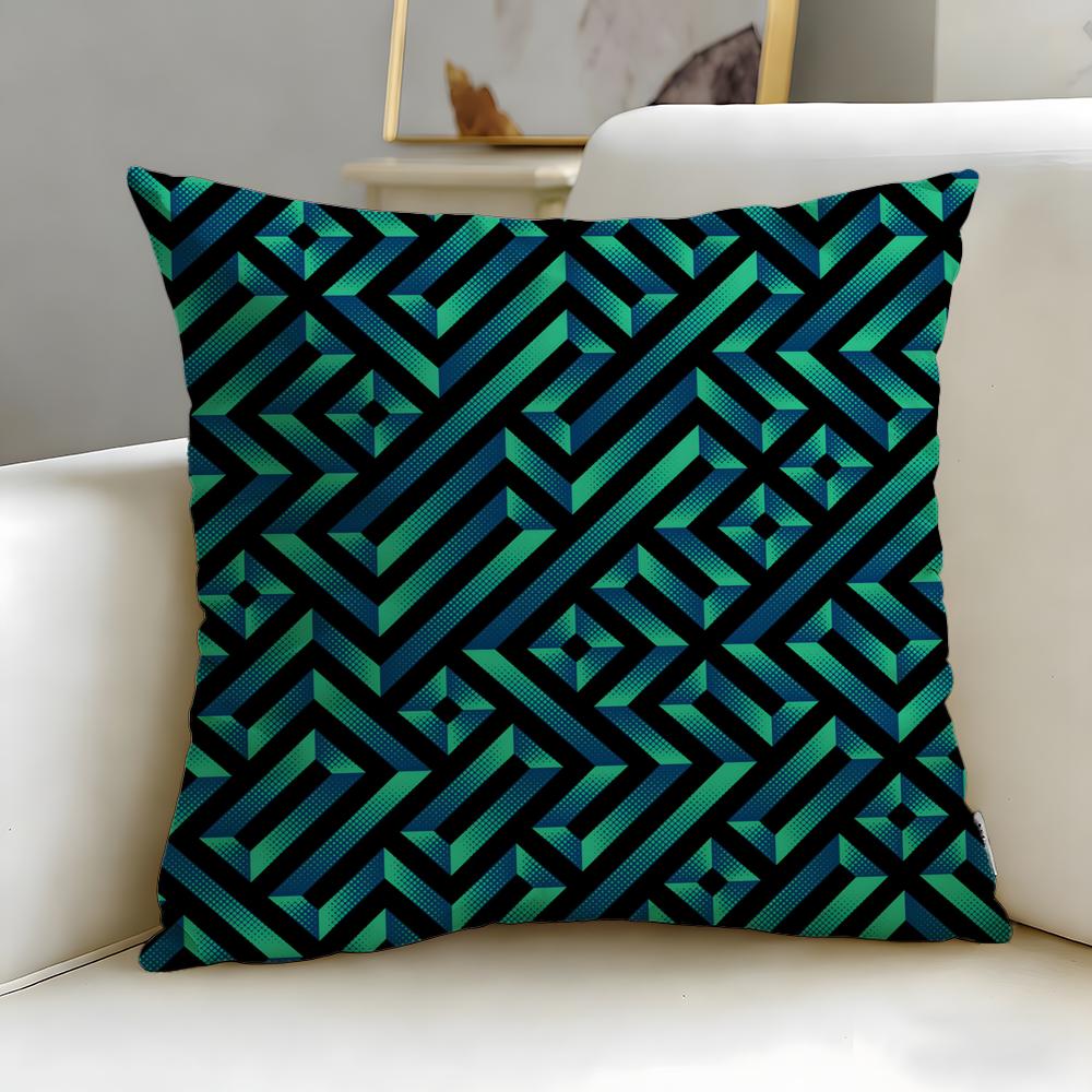 Mosaic Pattern Cushion Cover Soft  EasyWash Pillow Case  Versatile for Couch Bed Travel and Office