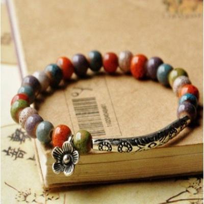 Twisted Flower Point Ceramic Bead Bracelet Gemstone Bracelet Bangle Bracelet