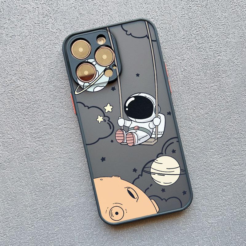 Cartoon Astronaut Pattern Phone Case For iPhone 14 13 15 Pro Max Plus 11 12 Mini Pro Max 7 8 Plus X XR XS Shockproof Phone Cover
