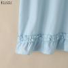 ZANZEA Women Casual Round Neck Solid Color Short Sleeve Blouse