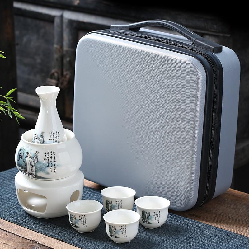 Creative Ceramic Wine Warmer - Yellow Wine Heating Set with Hot Water Pot