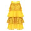 Gestuftes Rüschen-Mädchen-Tanzkleid Glänzende Pailletten Patchwork A-Linie Ärmellos Aufführungskostüm