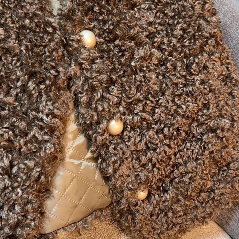 Autumn and winter new imitation leather vest lamb wool thickened short coat sheep curly wool versatile loose vest