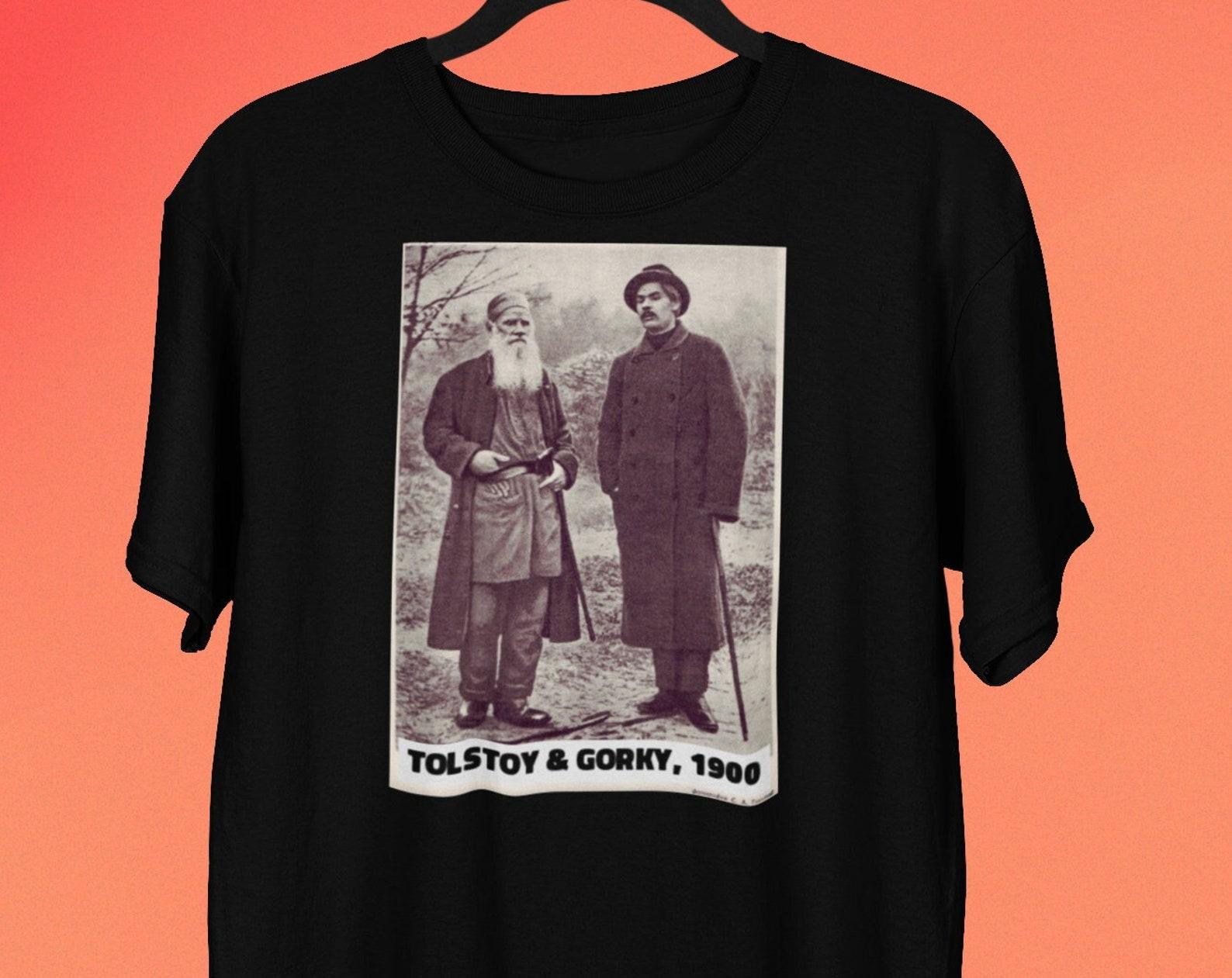 Tolstoy and Gorky T shirt, Leo Tolstoy Shirt, Maxim Gorky Shirt, Russian Literature Gift M