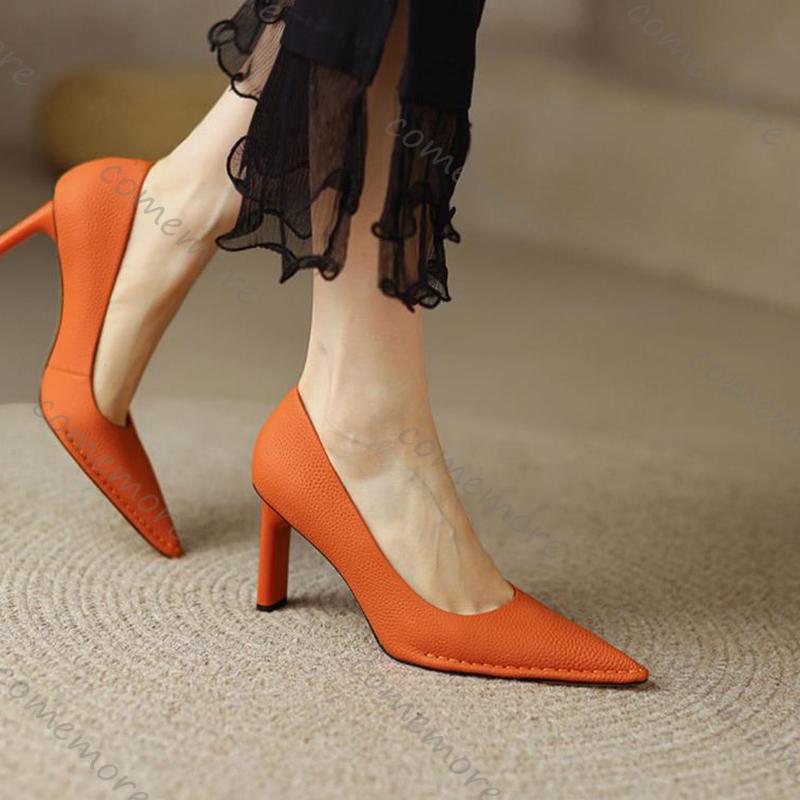 Fashion Comemore Spring Autumn Women High Heels Shoes Pointed Toe Shallow Pumps Dress Shoes for Women Fashion 6.5cm Chunky Heels Women