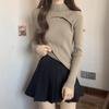 European Style Half High Neck Hollow Knit Women's Fleece Lined Sweater - Warm Autumn & Winter Base Layer
