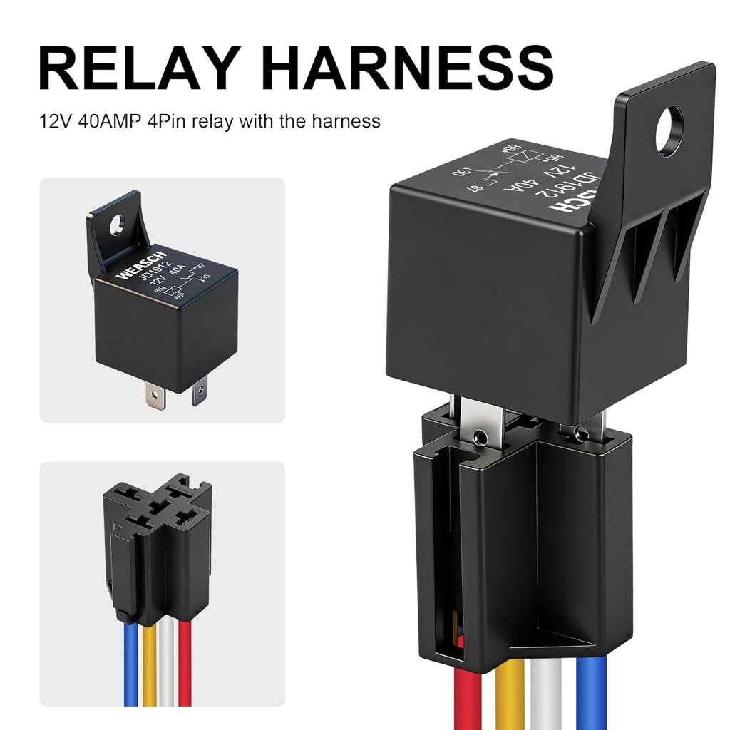 12V Ignition Switch Panel, 4 in 1 with Engine Push Button Toggle Switches, with 12AWG Relay Kit for RV Truck Racing Car Boat Marine Trailer