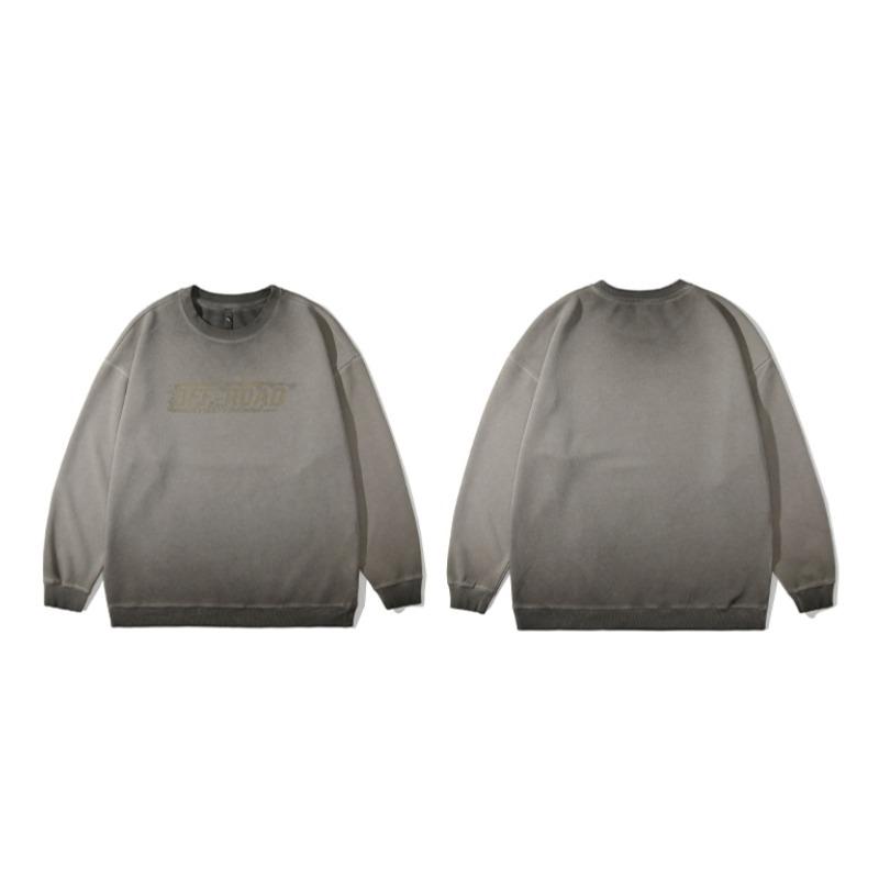 Pánské tričko s tlustým kulatým výstřihem s potiskem ve stylu American Vintage--Lehké a nemačkavé, všestranný dojíždějící svetr s dlouhým rukávem