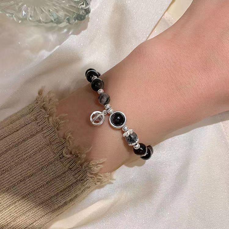 

Браслет из белого лунного обсидиана для девочек - модный подарок для подруг