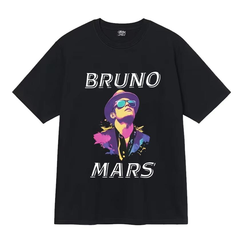 Singer Bruno Mars 24k Magic World Tour Fashion Graphics T Shirts Mens Aesthetic Hip Hop Tshirt Casual Summer Streetwear Unisex