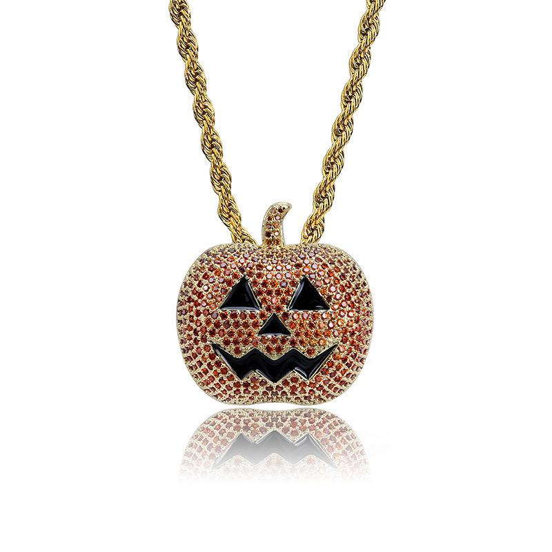 Hip-hop Halloween Decoration Pumpkin Lantern Pendant Micro-paved Zircon Men and Women Trend