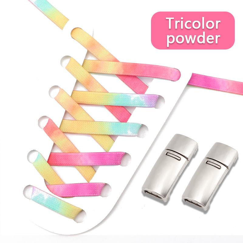 1 Pair No Tie Shoelaces Magnetic Metal Lock Elastic Shoe Laces Colorful Flat Leisure for Men and Women Lazy Shoelace Accessories