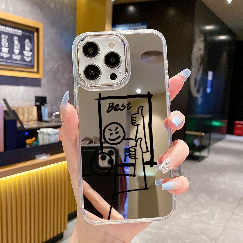 Popular Simple Line Personality Best Selfie Makeup Mirror Mobile Phone Case iPhone11promax Hard Case