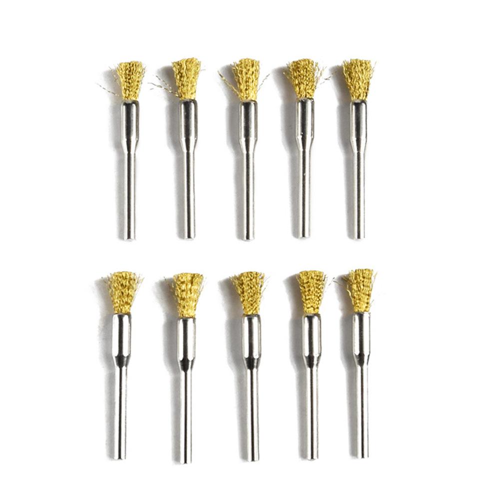 

10 Pieces Extended Copper Wire Brushes for Polishing For Rust Dust Removal with 3mm Collet for Drill Press and Hand Drills China Mainland