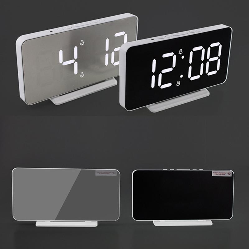 Modern LED Digital Clock Date Time Temperature Display Dimmable Backlights 2 Alarms Snooze Function USB Port 5V