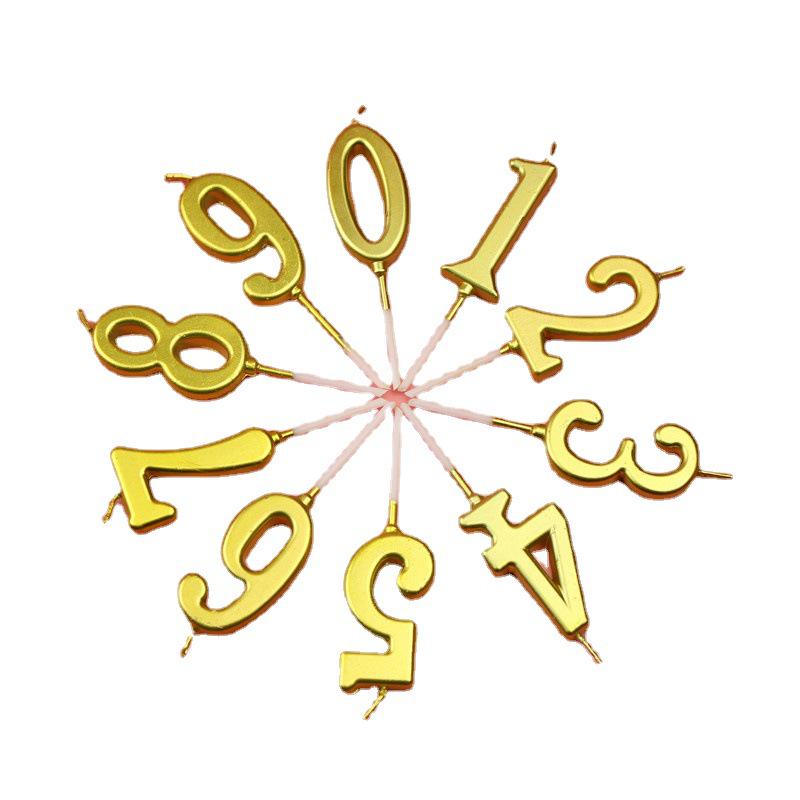 Gold Number Candles (0–9) – Multi-color Smokeless Birthday Set in PVC Box.