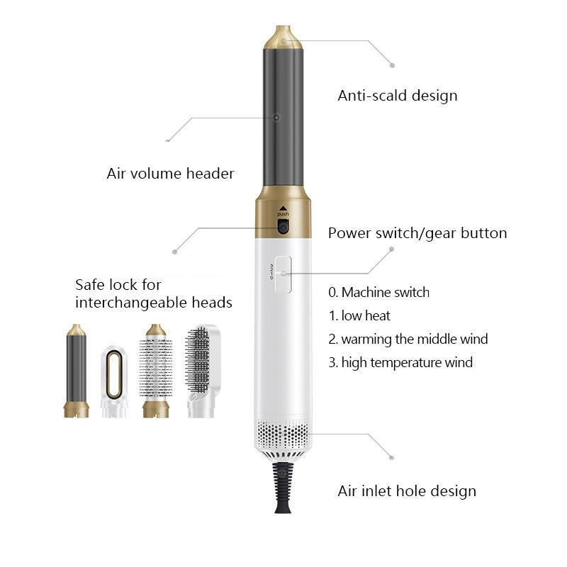 5-in-1 Dual-use Hair Curler Blow Dry Styling Comb Multi Functional Straightening And Curling Hot Air Comb