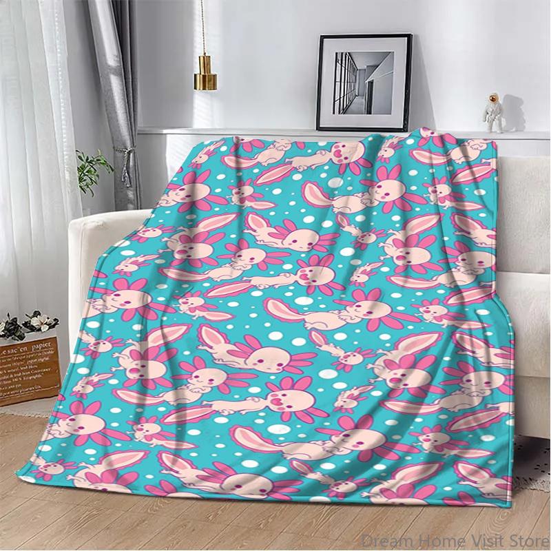 8 Sizes Cute Axolotl Printed Blanket Warm Soft And Comfortable Home Travel Blanket Sofa Bedding Cover Blanket Kids Gamer Gift