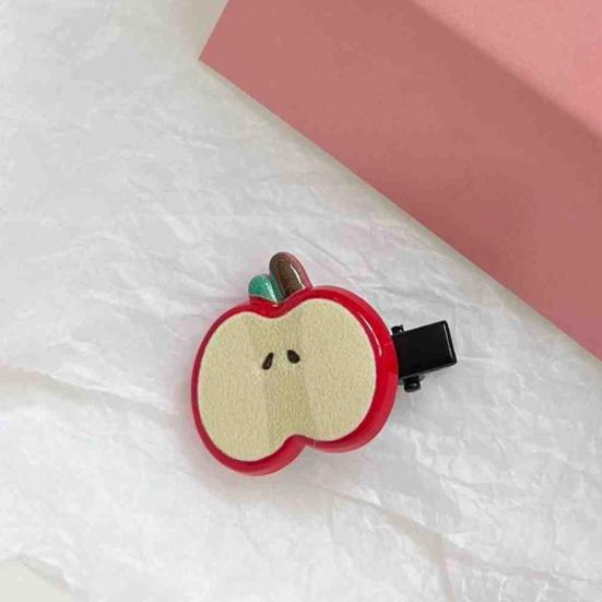 4Pcs Girl Hairpin Red Fruit Slice Decor Hair Clips Smooth Surface Rounded Edges Lightweight Hair Pins Hair Accessories