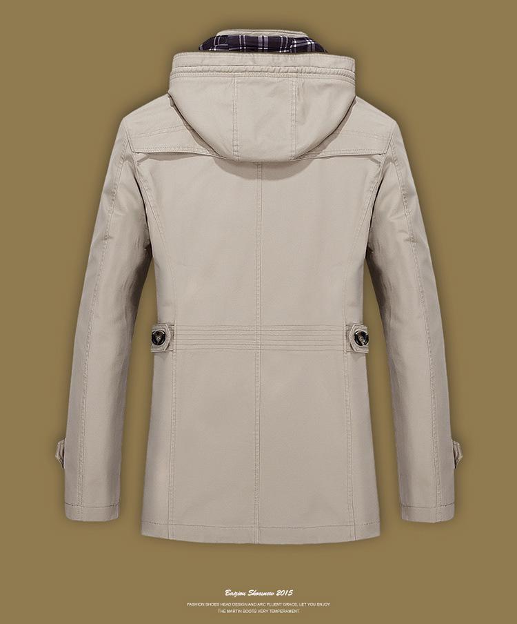 Herren-Windbreaker aus gewaschener Baumwolle, europäische Größe: Mittellange Freizeitjacke für Herbst/Winter