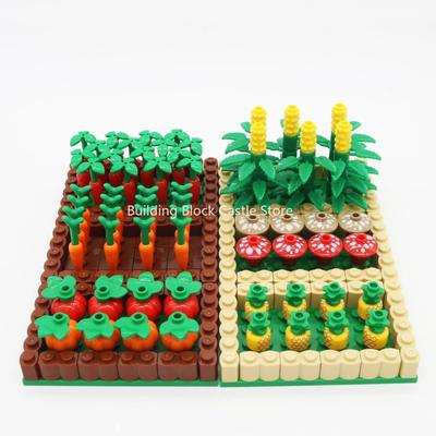 MOC Sad Warzywny Dynia Kukurydza Ananas Grzyb Rzodkiew Scena Kreatywna Małe Klocki Budowlane Zabawka Model.