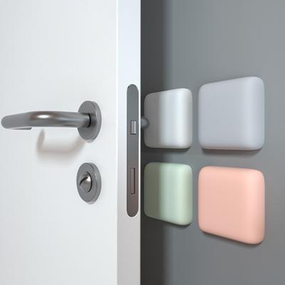4Pcs Shockproof Square Silicone Door Handle Bumpers Solid Color Self Adhesive Door Guard Stoppers Home