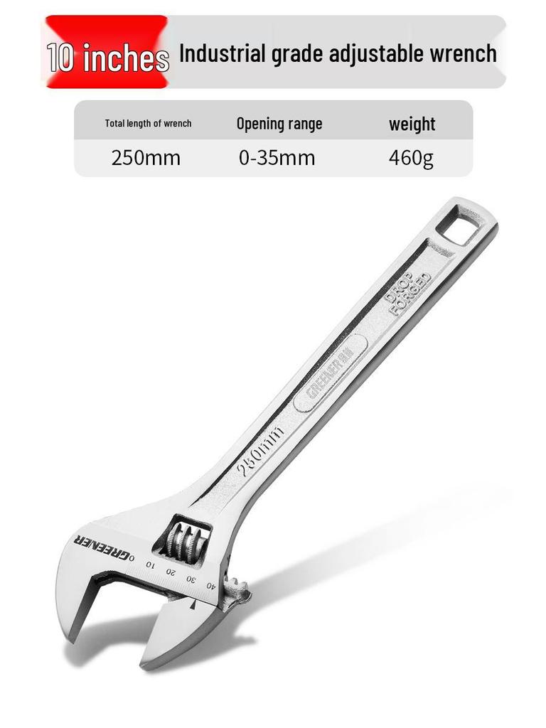 Multifunctional Large Opening Adjustable Wrench - Compact Hardware Tool