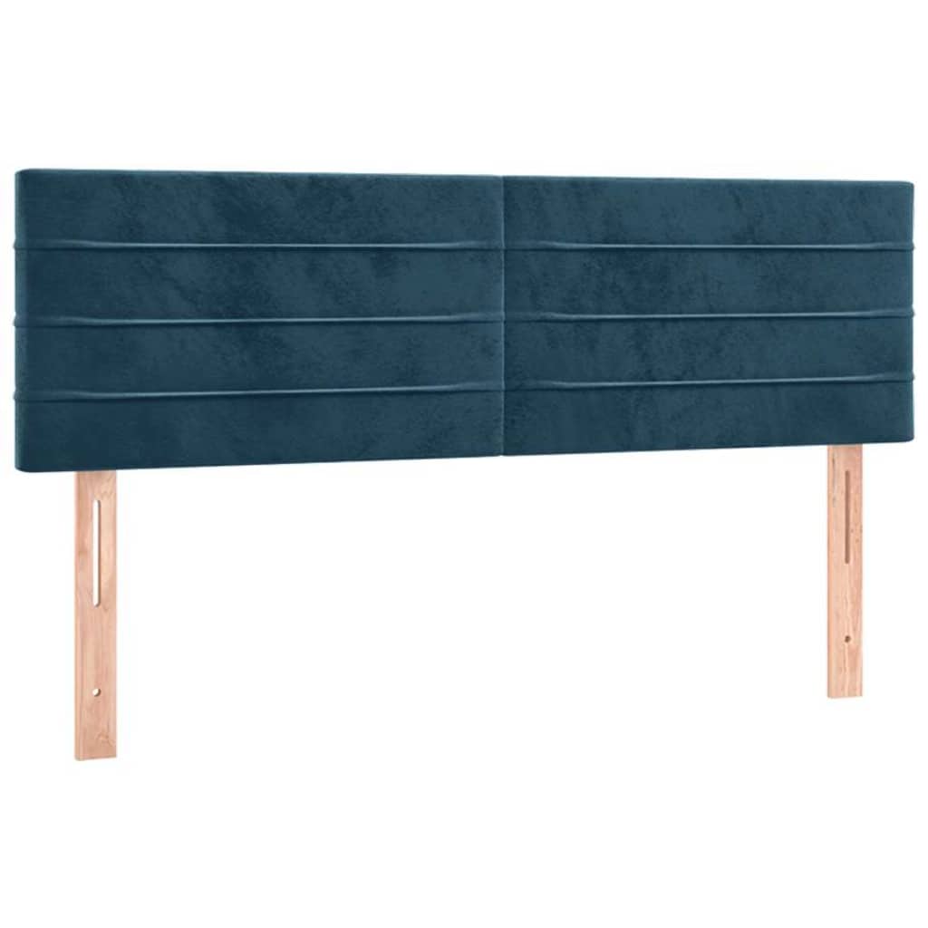 Box Spring Bed with Mattress Dark Blue 140 x 190 cm Velvet