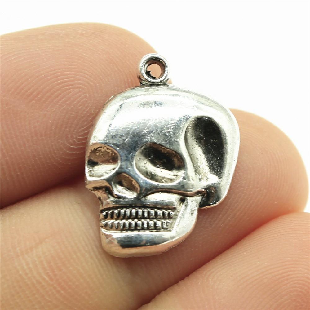 20pcs Skull Charms Antique Silver Color Cute Skull Charms Pendants For Bracelets Bat Skull Charms Making Jewelry