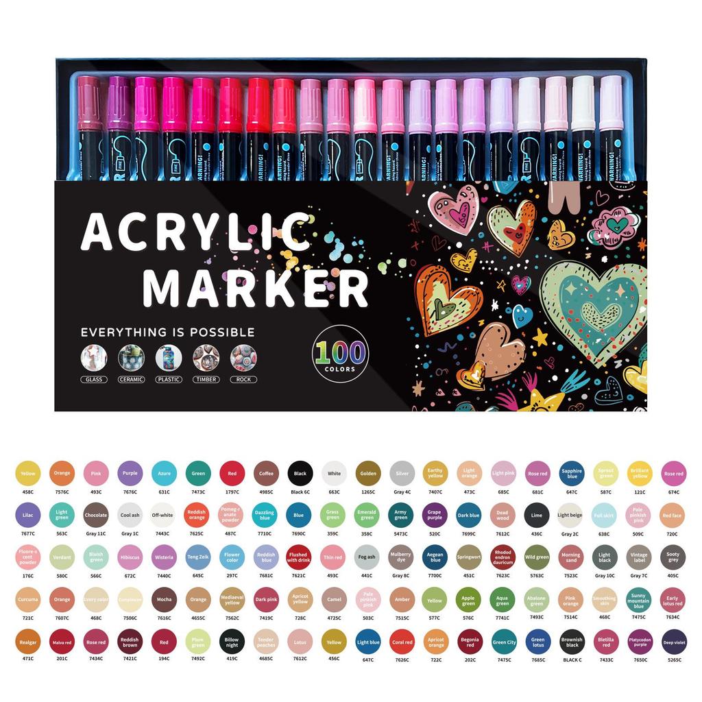 Dual-Tip Stackable Acrylic Markers - Quick-Drying Christmas Greeting Card Pens