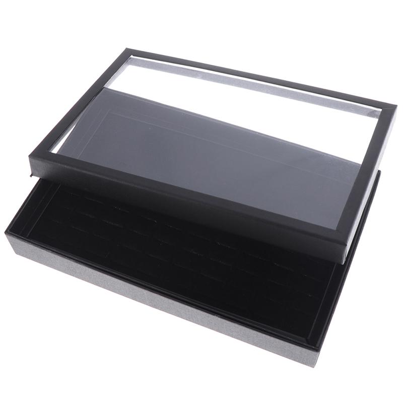 100 Ring Lady Jewelry Display Storage Box Case Tray Show Organiser Holder Black#