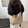 Stylish Large-capacity Embroidery Thread New Simple Diamond Cotton Trendy Crossbody One Shoulder Portable Tote Bag Woman