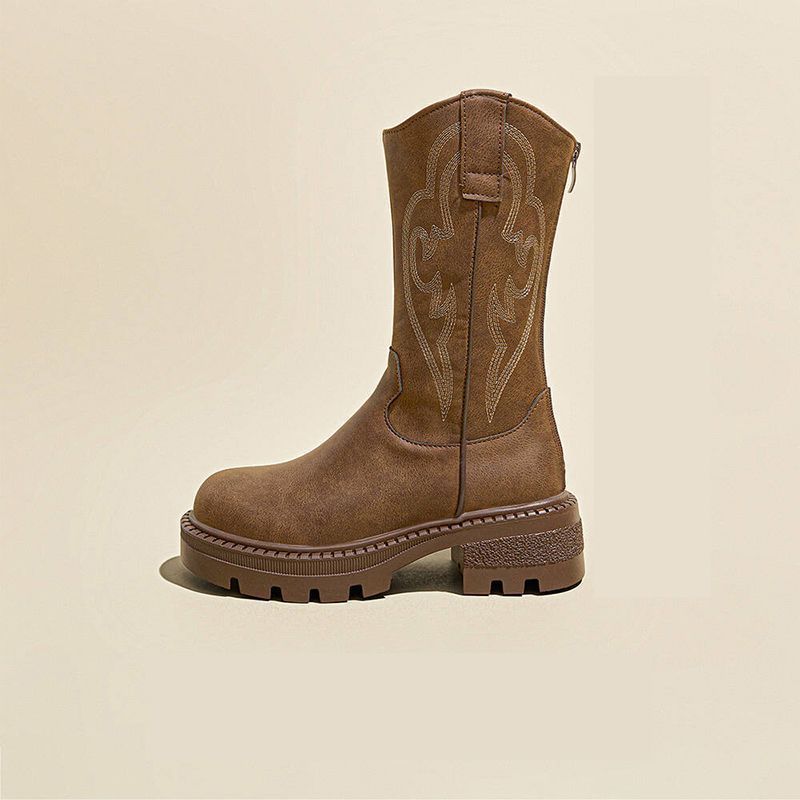 

thick-soled western cowboy boots women s summer new embroidery travel wear medium boots desert short boots western Sichuan 40