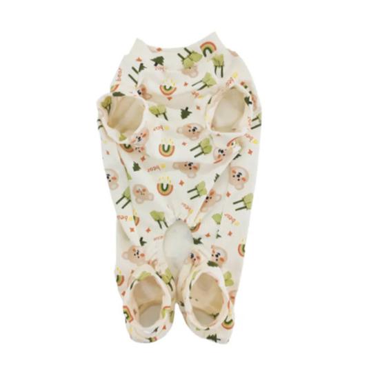 

Одежда для домашних животных, комбинезон с мультяшным рисунком, дышащий удобный мягкий хлопковый пуловер для собак, товары для домашних животных L бежевый