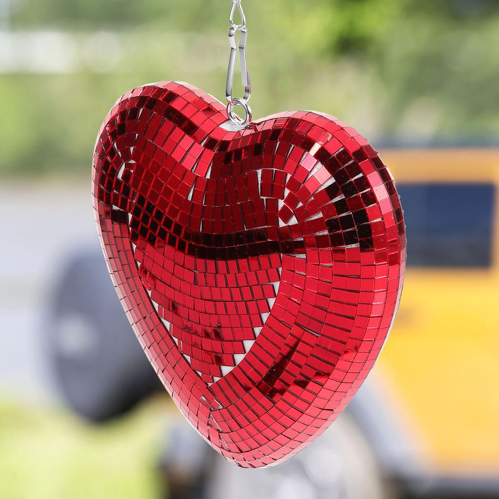 Hanging Heart Shaped Disco Ball Glass Reflective Sphere for Party Decorations Wedding Stage Ornament Sparkling Mirror Ball
