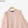 ZANZEA Womens Casual Ruffles Splice 3/4 Sleeve Summer Sheer Cover Up Blouse