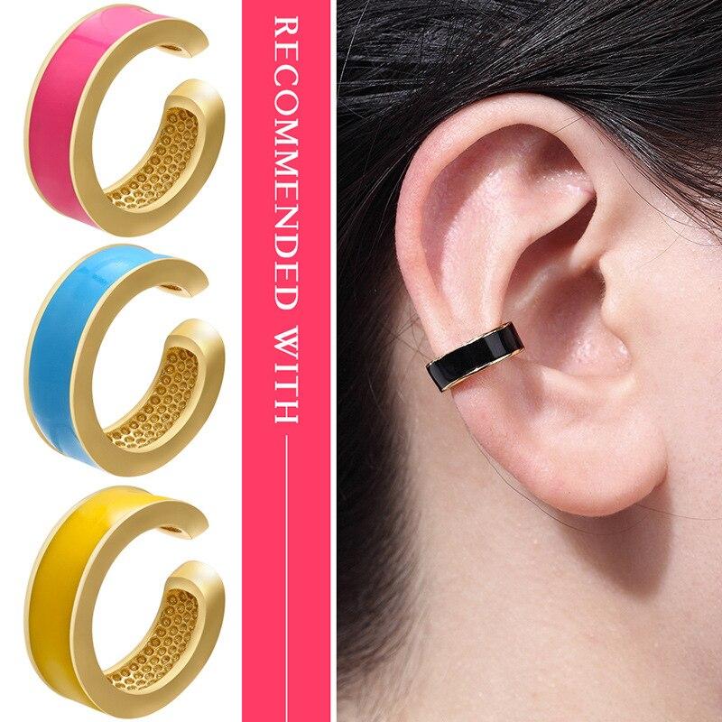 Single One Ear Cuff Neon Green Yellow Bright Fluorescent Jewelry Geometric Round U Clip On Earrings No Piercing Earcuff Aretes