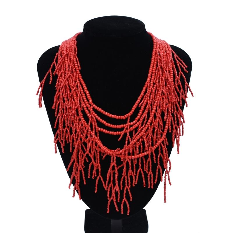 Handmade Multilayer Rice Beads Necklace Choker Necklace Jewelry For Women Skin Friendly Bohemian Dress Neck Wear