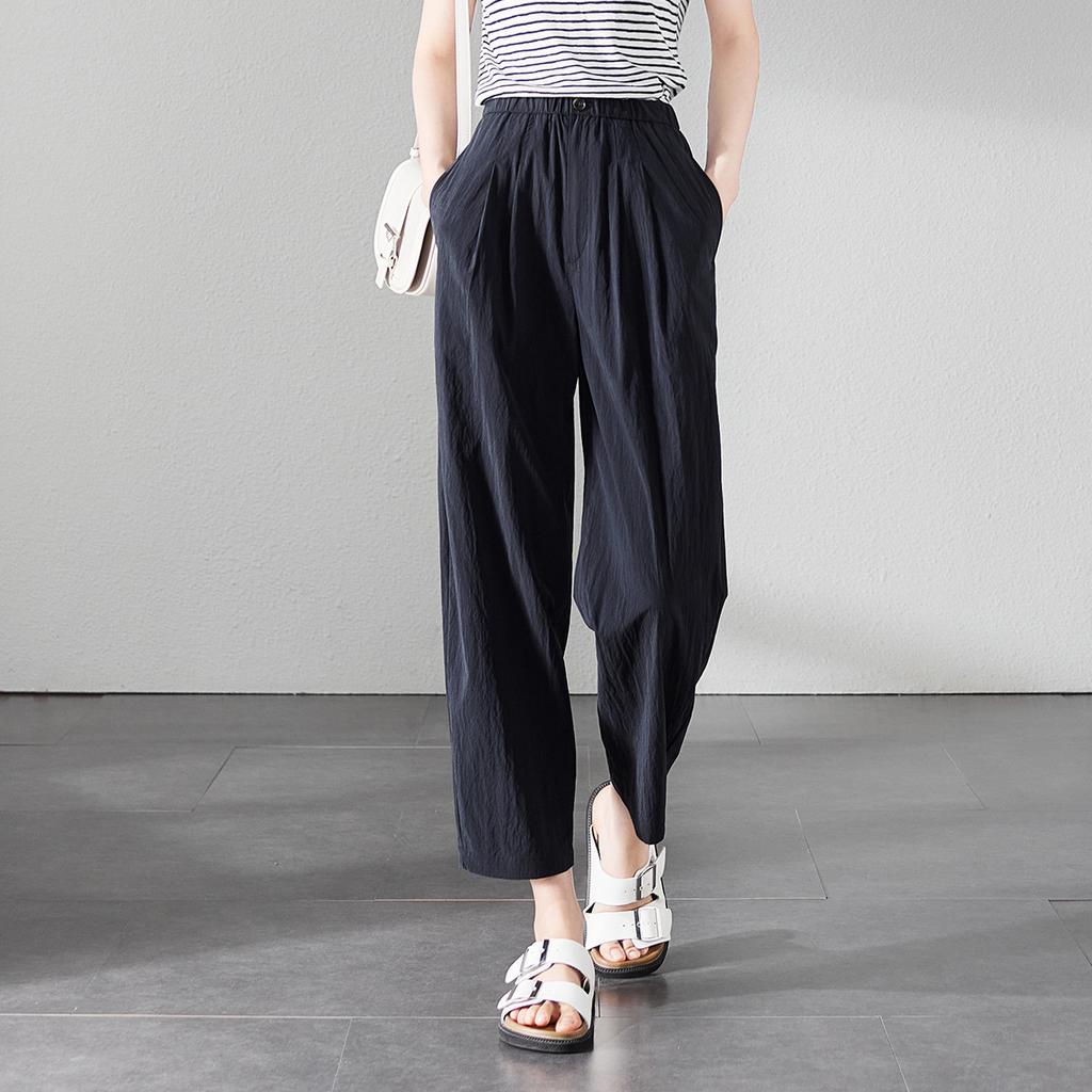 Wrinkle Feel Lyocell Thin Haren Pants Women's 2025 Summer Fashion Loose and Versatile Show Thin Casual Pants