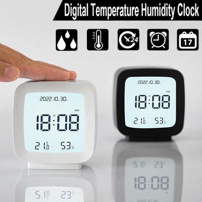 Mini Digital Clock With Temperature And Humidity Monitor Time Date Display Voice Control  Kids Office Alarm Clock