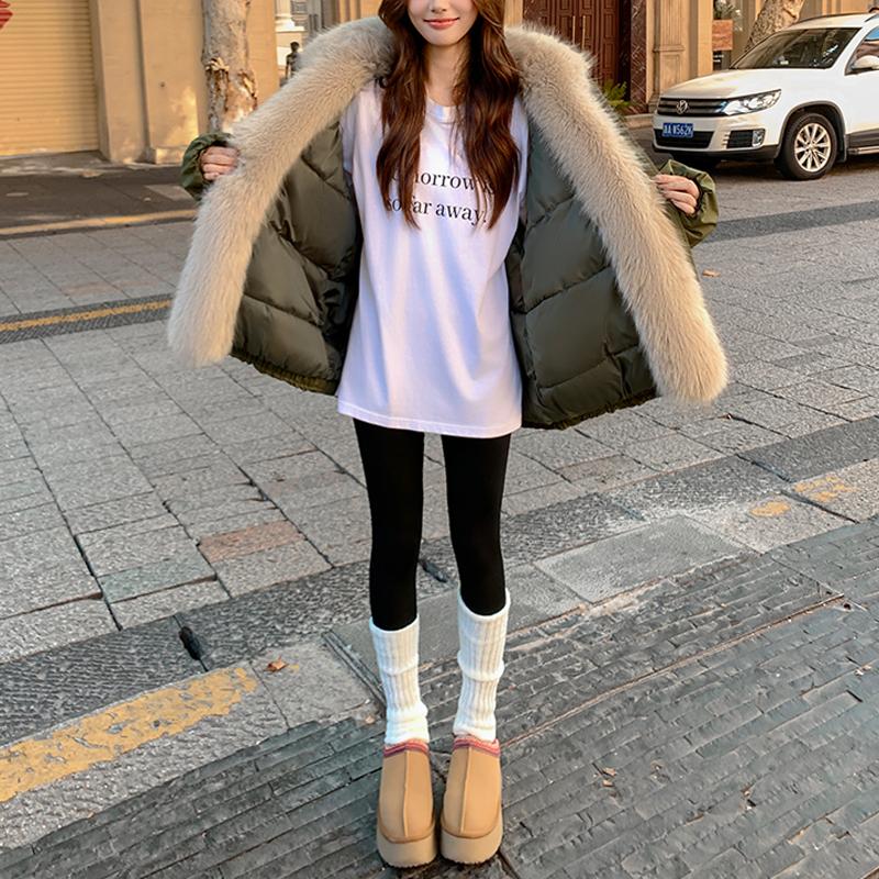 Mote Damekåper Vinterparkas Fuskepelskrage Løse Tykke Varm Oversize Yttertøy Damejakker