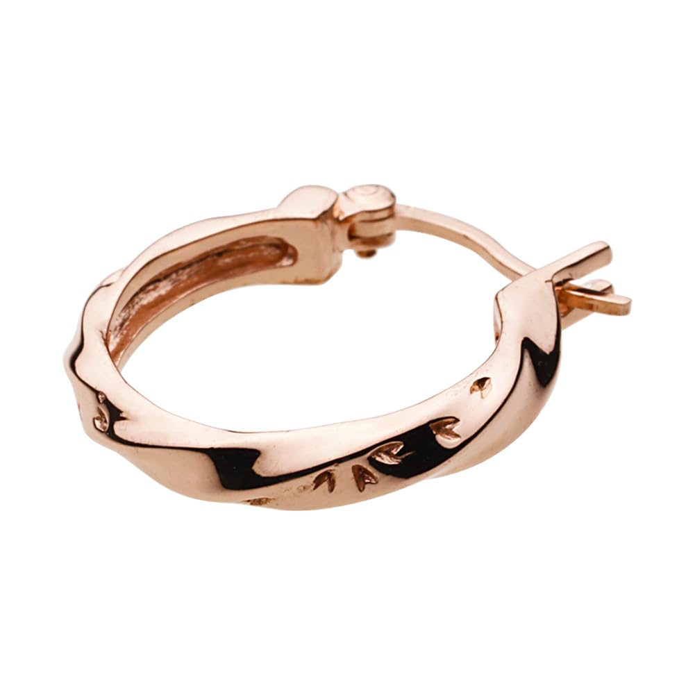 Cercei rotunzi cu model japonez, flori de cireș, argint 925, placat cu aur roz e0671 [Cenote] [Accesorii din argint]