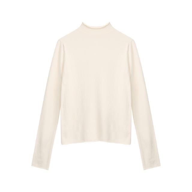 Sweater Women's Base Slim Fit Rolled Edge Half High Neck Long Sleeved Pullover Knitted Sweater