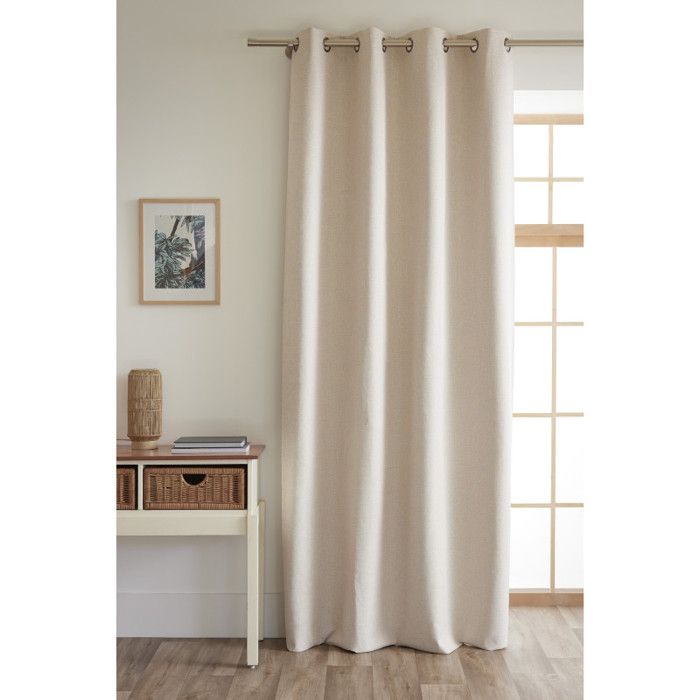 Rideau 100% occultant + 8 œillets 140 x 240 cm Polyester chambray "Eres" Le fil d'Ariane - Sable