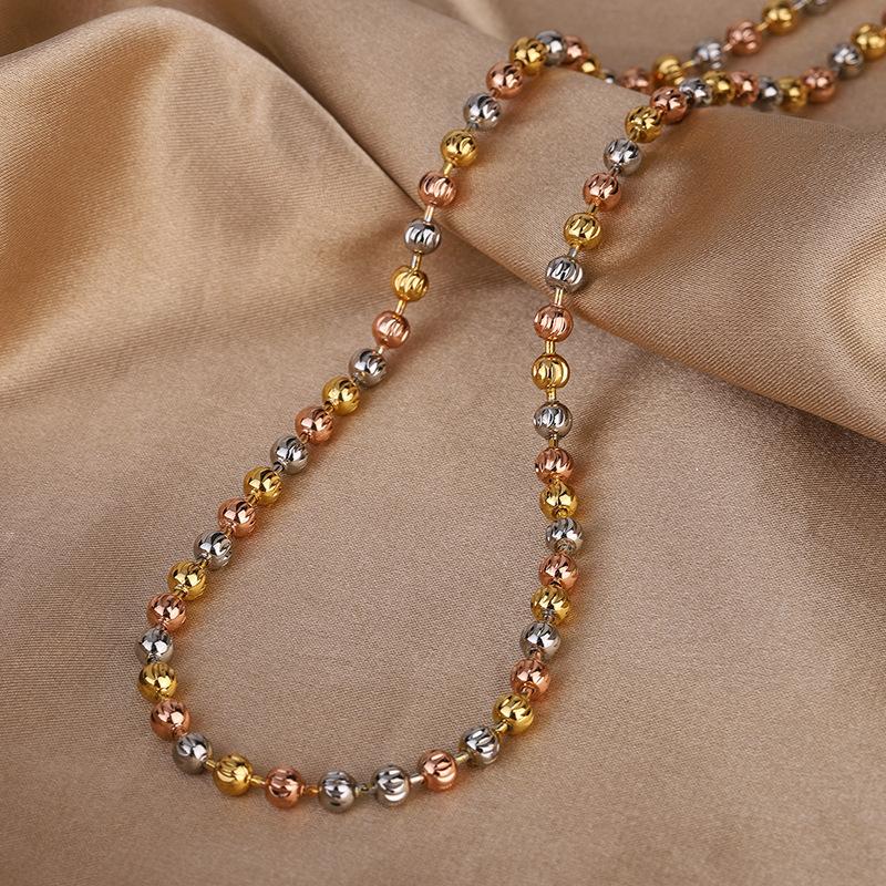 Jewelry Retro Temperament Niche Design Necklace Versatile Electroplated Color Gold Bead Chain Set Women