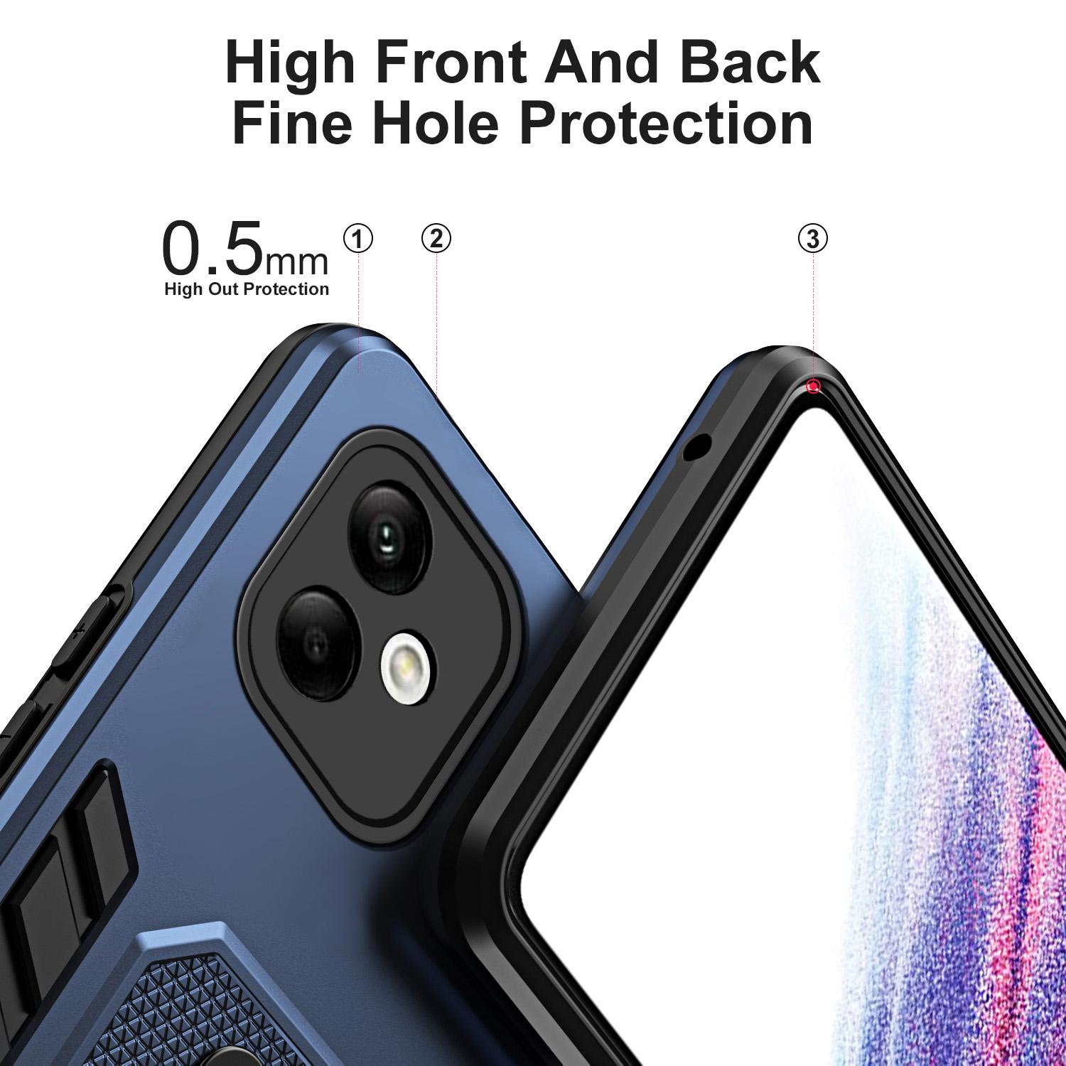 

For Samsung Galaxy A05 4G Cell Phone Case Shockproof TPU+PC Cover with Silicone Ring Strap Black
